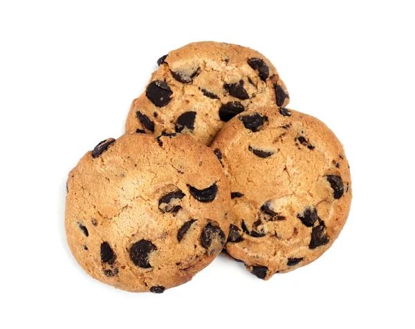 Cookie Uri Delicioase Ciocolată Fundal Alb Vedere Sus — Fotografie, imagine de stoc