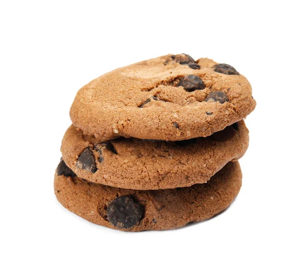 Delicious Chocolate Chip Cookies White Background — Stock Photo, Image