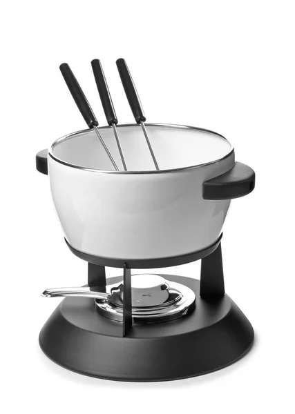 Modern Fondue Set White Background Kitchen Equipment — Stock Photo, Image