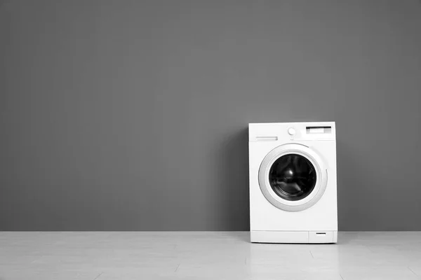 Empty Washing Machine Color Wall Space Text Laundry Day — Stock Photo, Image
