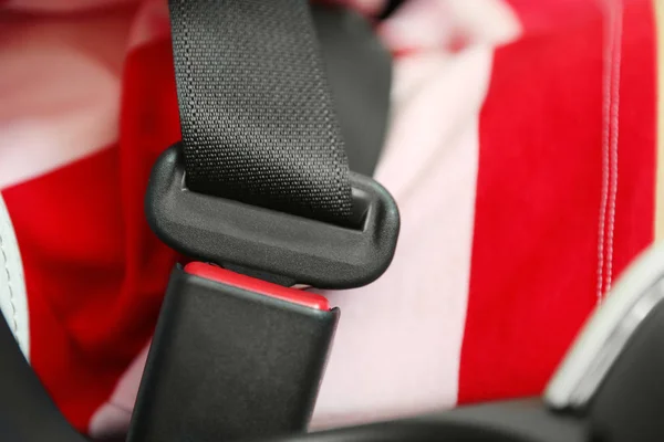 Driver Fastened Safety Belt Car Closeup — Stock Photo, Image