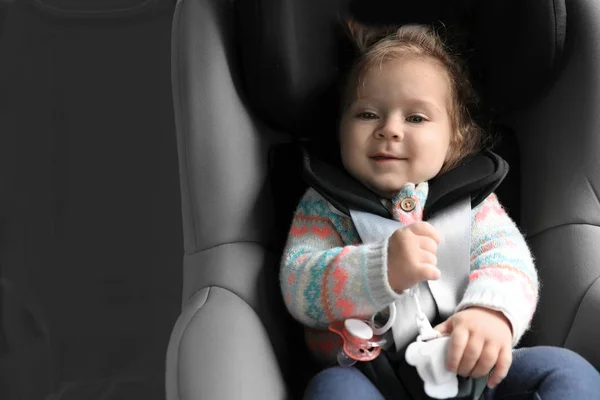 Cute Child Sitting Safety Chair Car — Stock Photo, Image