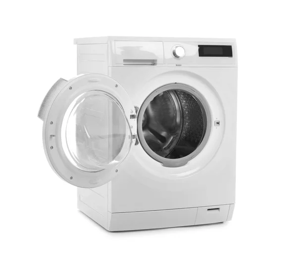 Modern Washing Machine White Background Laundry Day — Stock Photo, Image