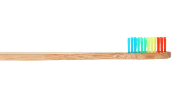 Bambus Zahnbürste Auf Weißem Hintergrund Zahnpflege — Stockfoto