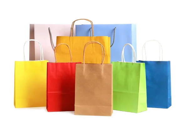 바탕에 다채로운 쇼핑백 — 스톡 사진