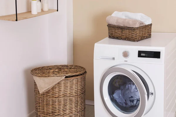 Laundry Room Interior Washing Machine Wall — Stock Photo, Image