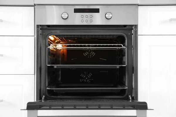 Open Modern Oven Built Kitchen Furniture — Stock Photo, Image