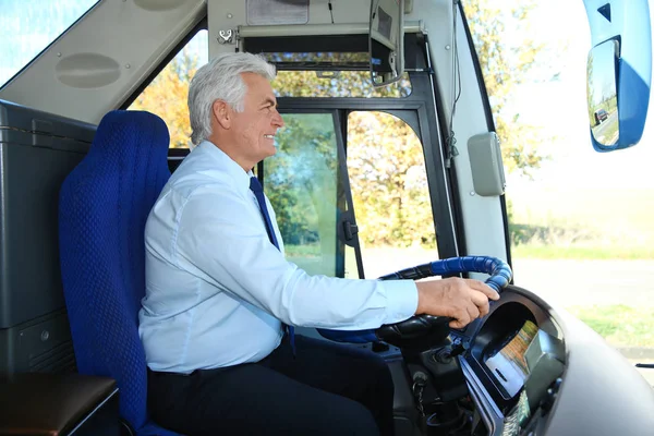 Motorista Ônibus Profissional Volante Transporte Passageiros — Fotografia de Stock