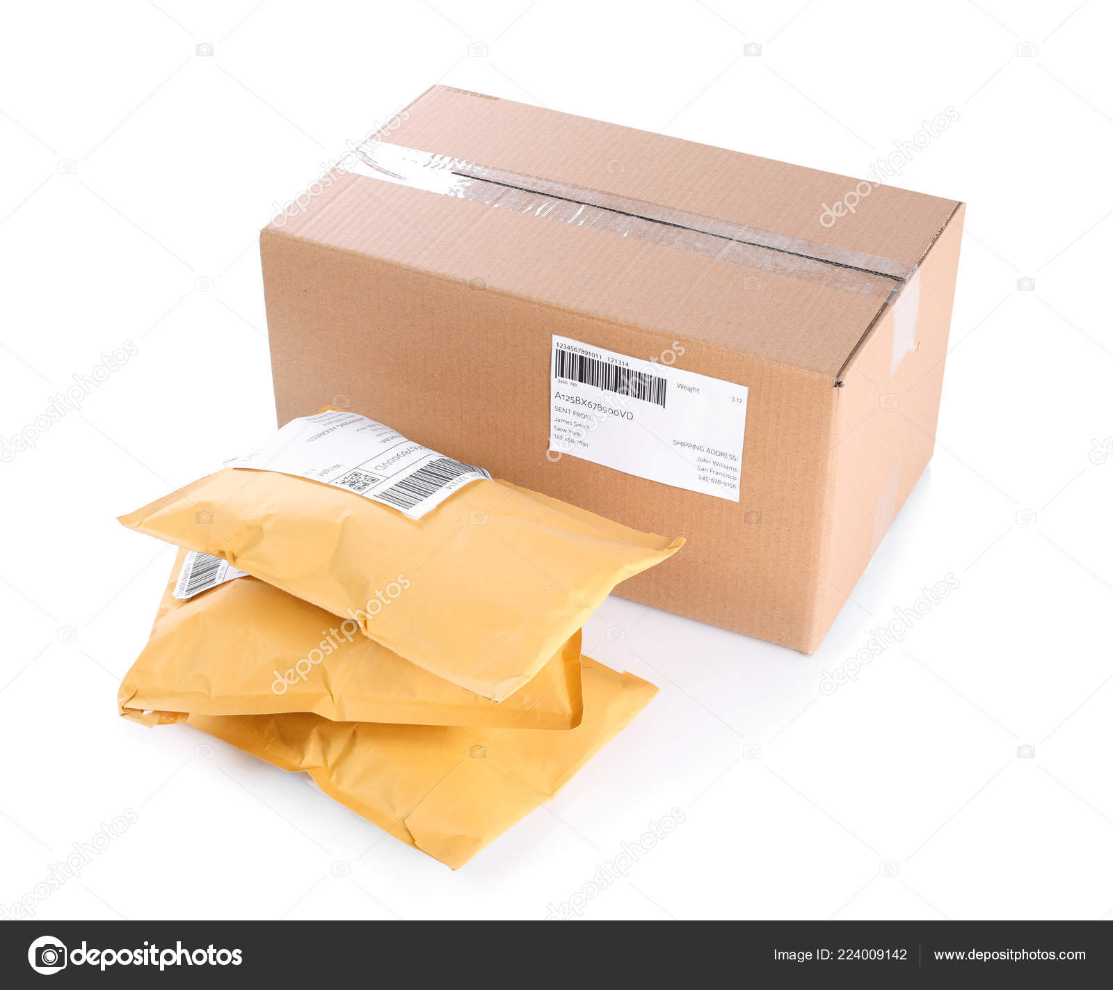 Padded Envelopes Cardboard Parcel White Background Stock Photo by ©NewAfrica 224009142