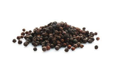 Black pepper grains on white background. Natural spice clipart