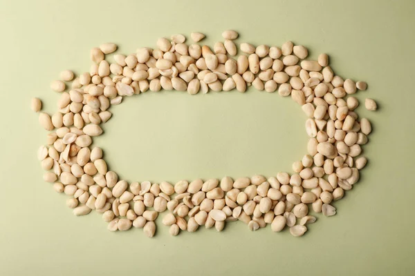 Composição Com Amendoins Espaço Para Texto Sobre Fundo Cor Vista — Fotografia de Stock