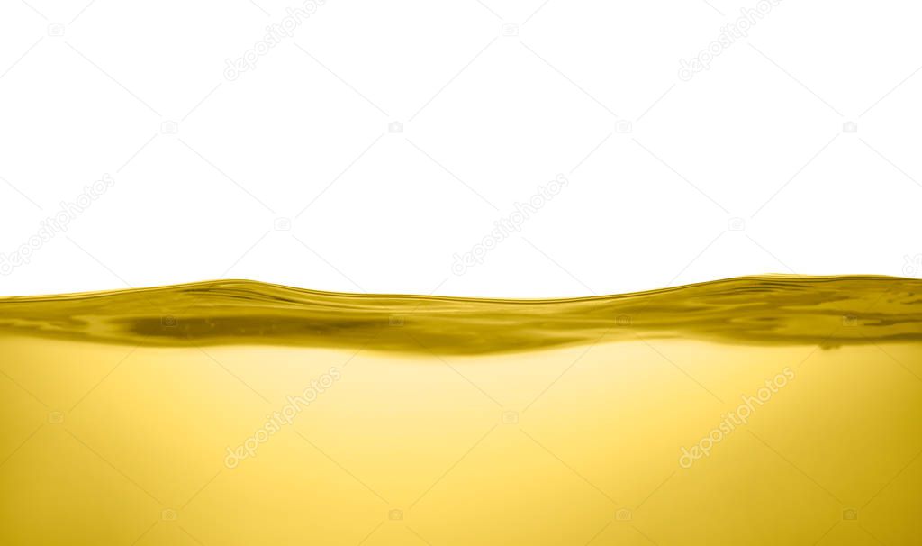 Oil flow on white background. Color liquid