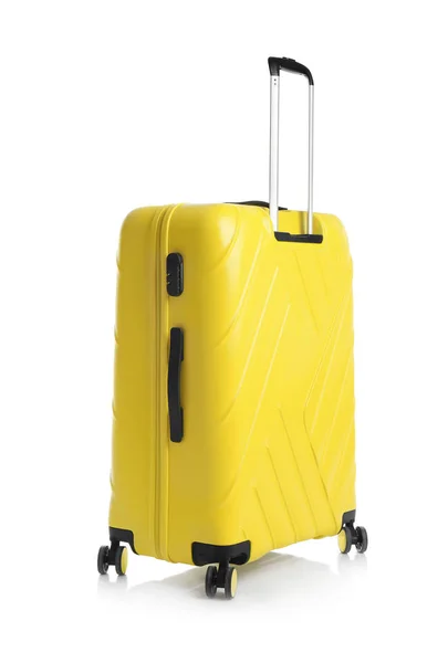 Yellow Suitcase Travelling White Background — Stock Photo, Image