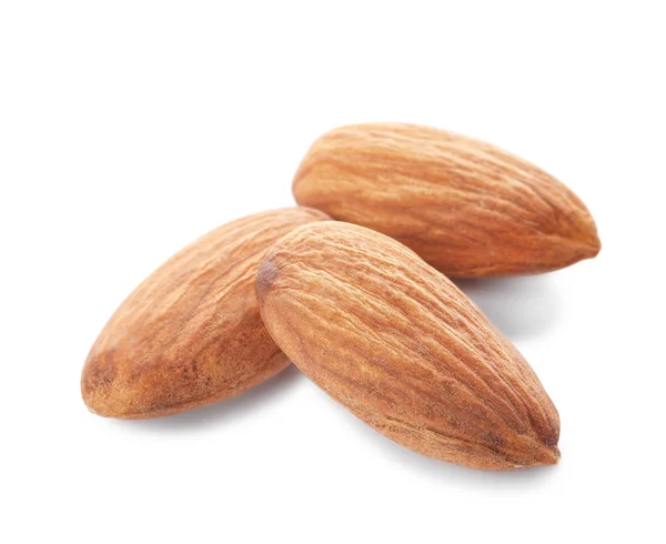 Organic Almond Nuts White Background Healthy Snack — Stock Photo, Image