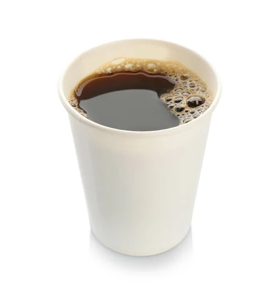 Café Aromático Taça Papel Takeaway Fundo Branco Espaço Para Design — Fotografia de Stock