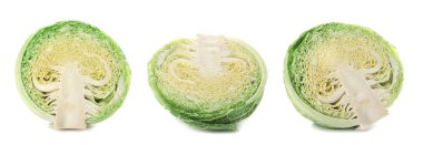 Taze savoy lahana ile beyaz arka plan üzerinde ayarla