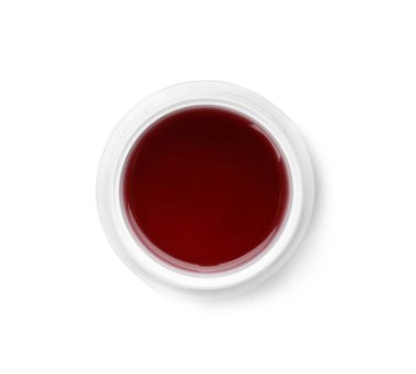 Beyaz arka planda, üstten görünüm kozmetik ürün kavanoz