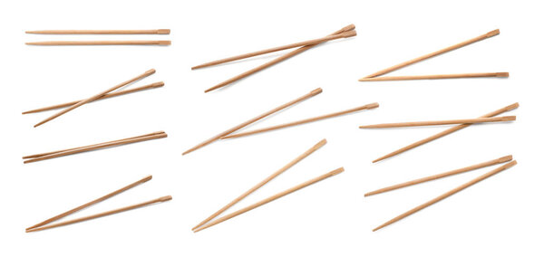 Набор с бамбуковыми палочками на белом фоне
