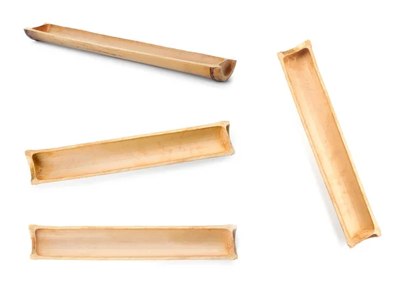 Set Cut Dry Bamboo Stalk White Background — Stock Photo, Image