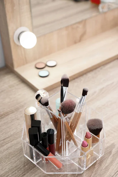Organizer Cosmetic Products Makeup Table Mirror — Stock Photo, Image