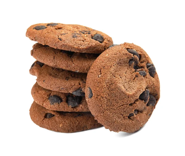 白い背景の上のおいしいチョコレート チップ クッキー — ストック写真