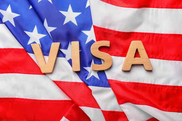 Composición Laica Plana Con Palabra Visa Bandera Usa —  Fotos de Stock