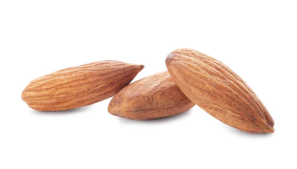 Organic Almond Nuts White Background Healthy Snack — Stock Photo, Image