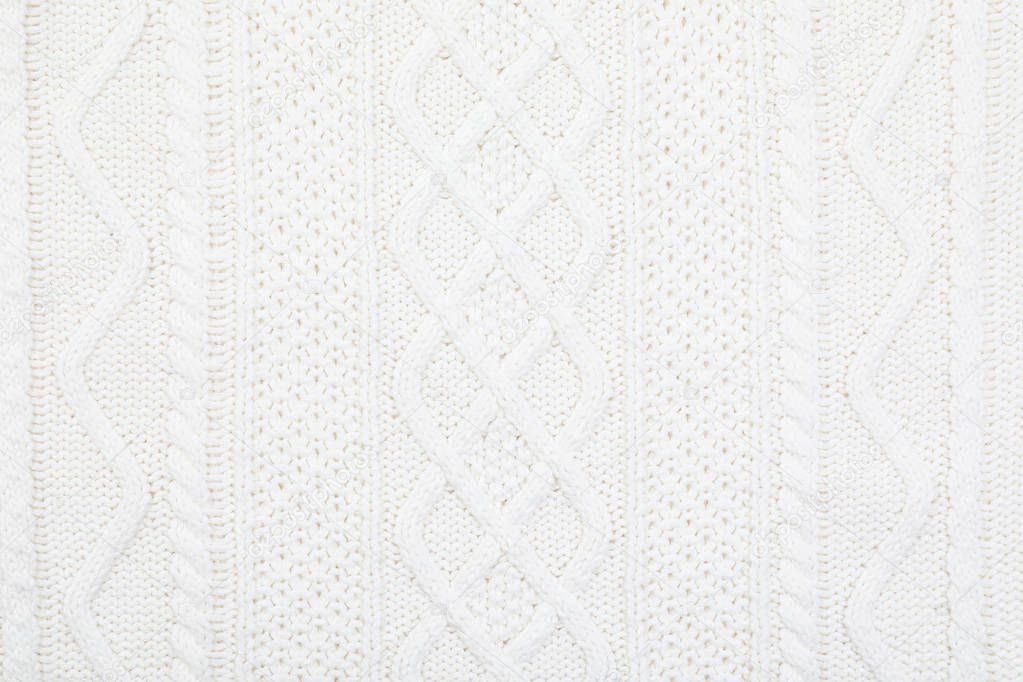Texture of cozy warm sweater as background, closeup
