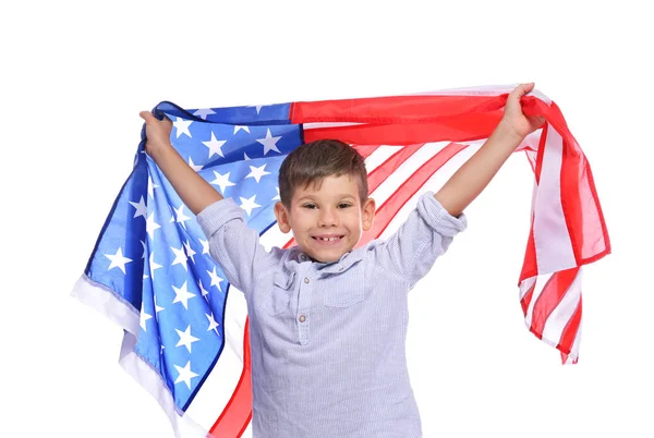 바탕에 국기와 귀여운 소년의 초상화 — 스톡 사진
