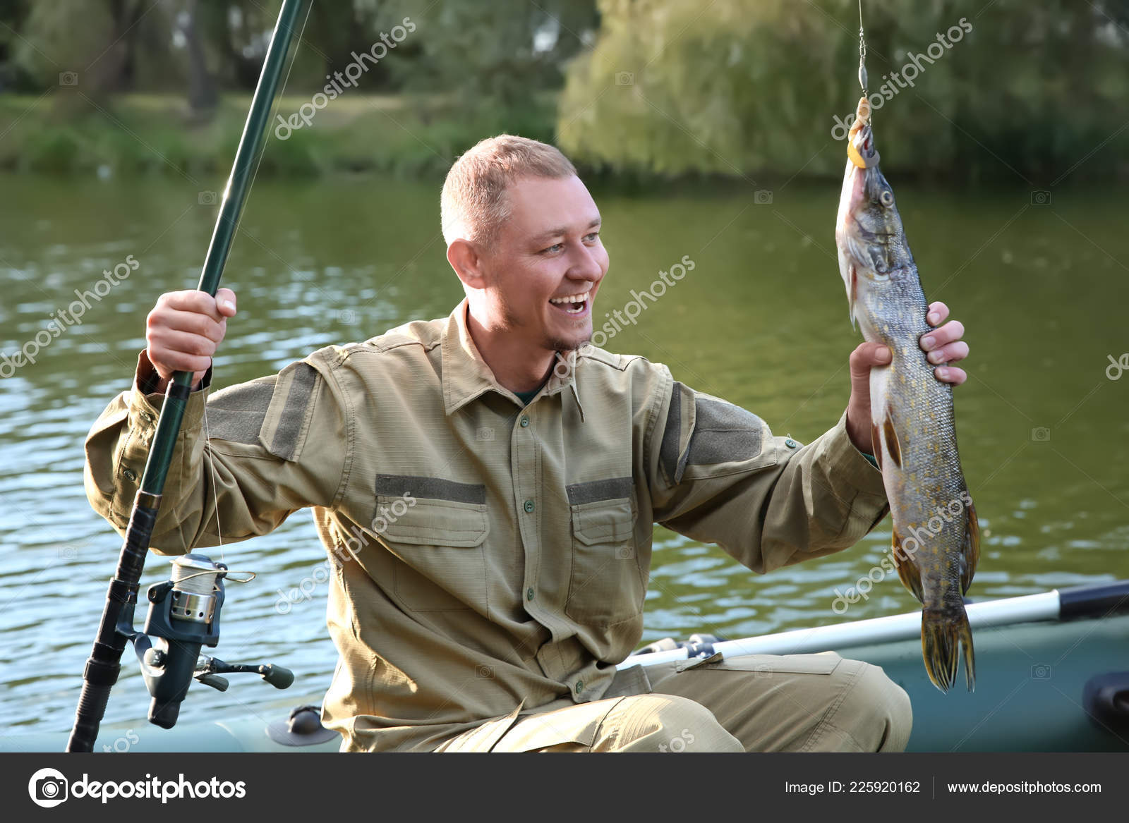 Man Rod Catch Fishing Boat Recreational Activity Stock Photo by ©NewAfrica  225920162