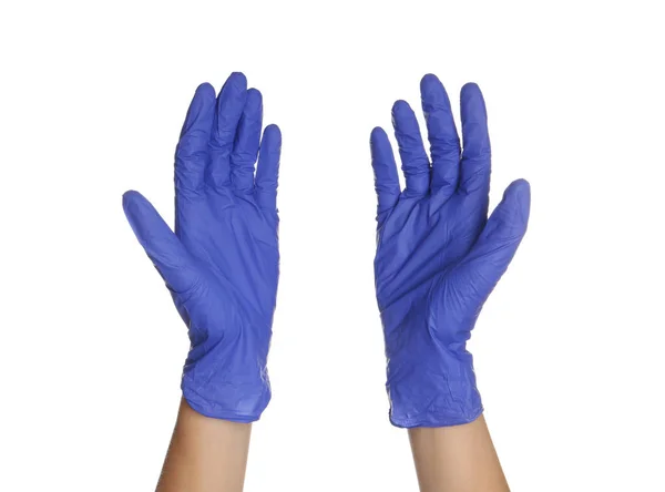 Doctor Medische Handschoenen Witte Achtergrond — Stockfoto