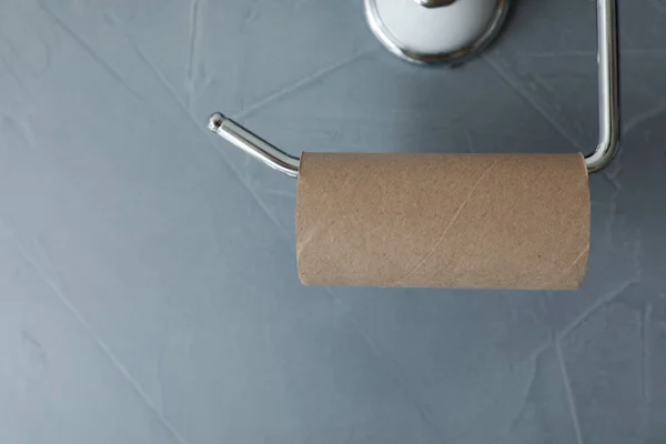 Holder Empty Toilet Paper Roll Gray Wall — Stock Photo, Image