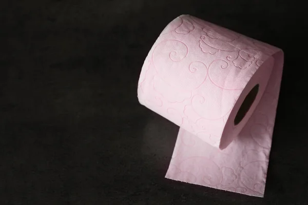 Soft Toilet Paper Roll Black Background Space Text — Stock Photo, Image