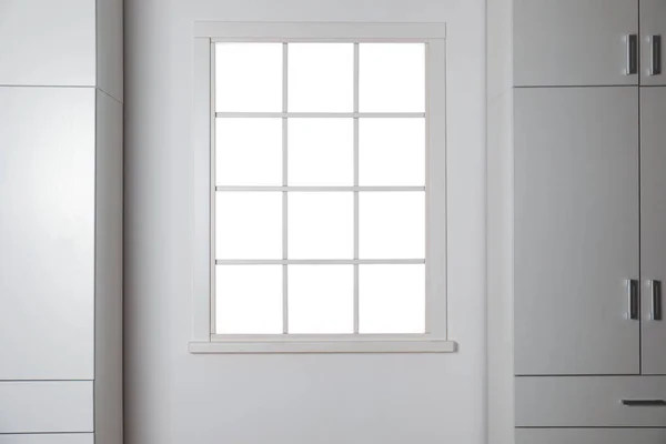 Weißes Wohnzimmer Mit Fenster Innenausstattung — Stockfoto