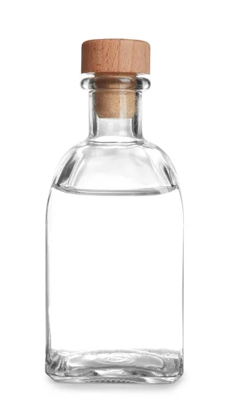 Glazen Flesje Met Azijn Witte Achtergrond — Stockfoto