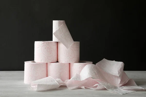 Many Toilet Paper Rolls Light Table — Stock Photo, Image