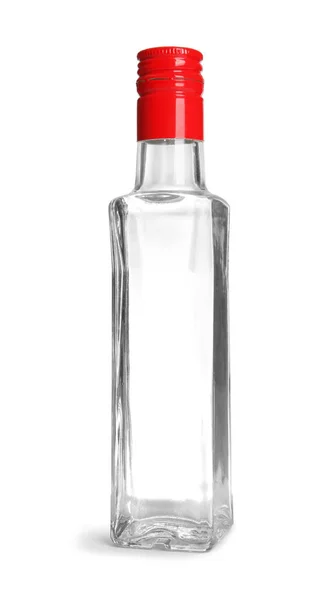 Glass Bottle Vinegar White Background — Stock Photo, Image