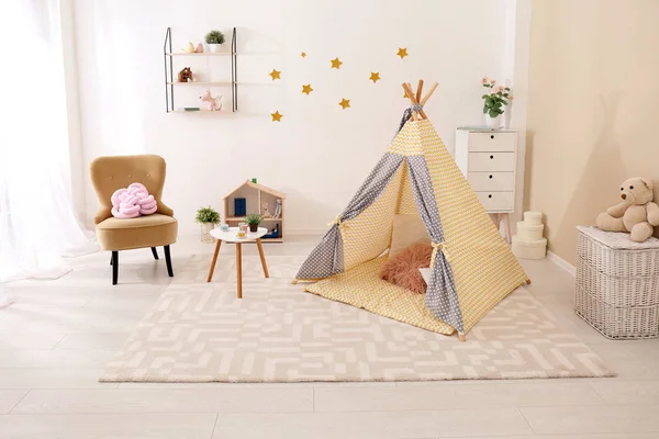 Cozy Kids Room Interior Play Tent Toys — Stock Photo, Image