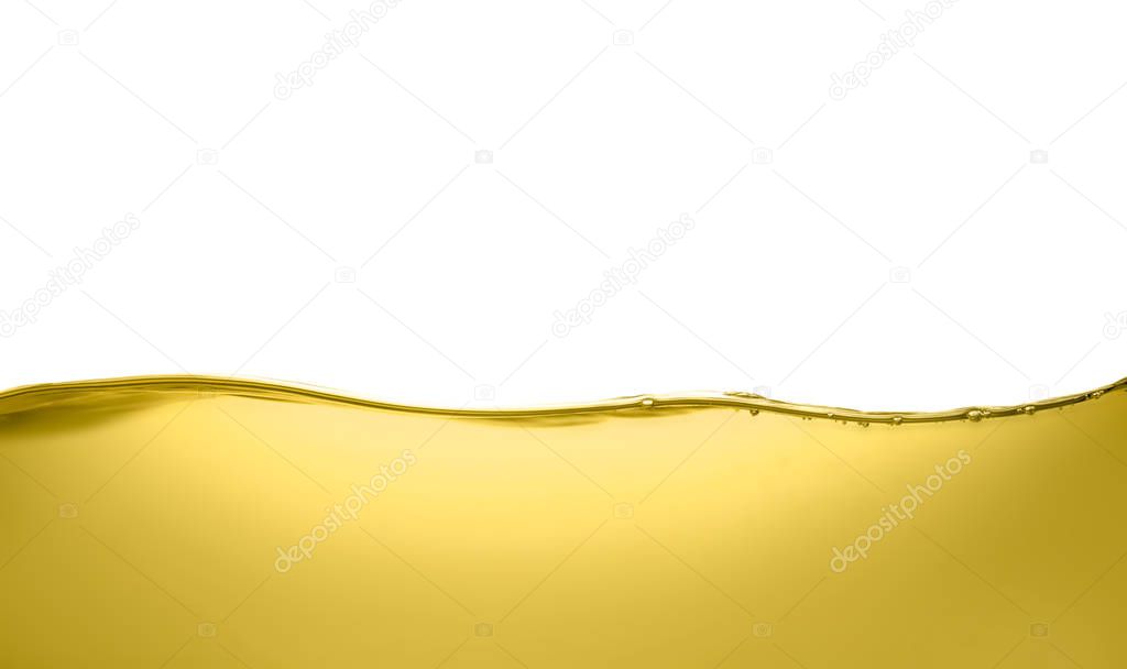 Oil flow on white background. Color liquid