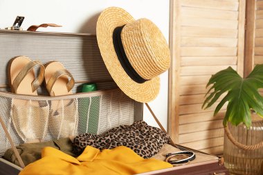 Giysi ve ayakkabı kapalı, closeup ile Vintage çanta