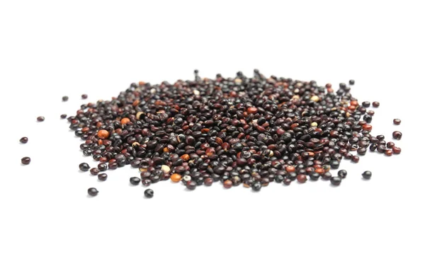 Mucchio Quinoa Nera Sfondo Bianco — Foto Stock