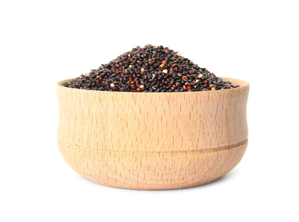 Kom Met Zwarte Quinoa Witte Achtergrond — Stockfoto
