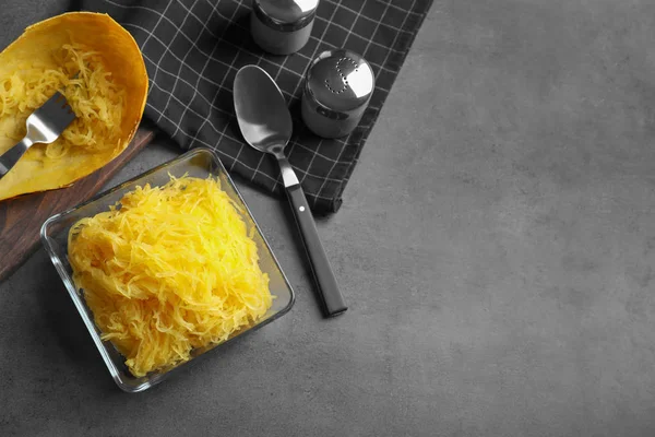 Lägenheten Låg Sammansättning Med Kokt Spaghetti Squash Och Utrymme För — Stockfoto