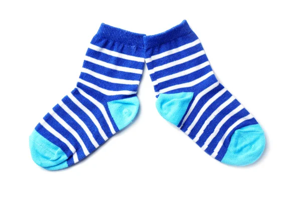 Cute Child Socks White Background Top View — Stock Photo, Image