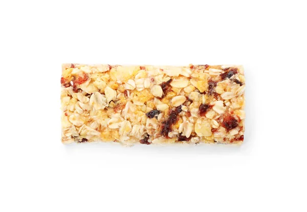 Tasty Protein Bar White Background Top View — Stock Photo, Image