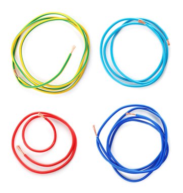 Telleri beyaz zemin üzerine, üstten görünüm ayarlayın. Elektrikçi Servisi