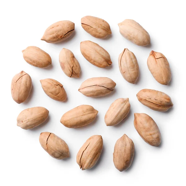 Composition Pecan Nuts White Background Top View — Stock Photo, Image