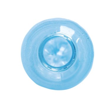 Beyaz arka plan, üstten görünüm üzerinde bir plastik şişe. Geri dönüşüm kavramı