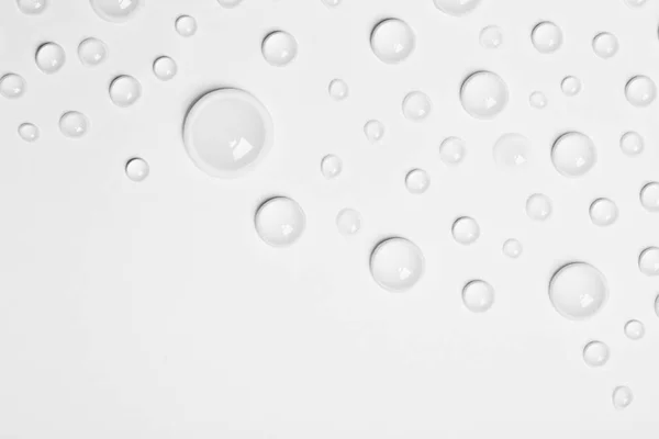 Water Drops White Background Top View Space Text — Stock Photo, Image