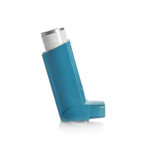 白い背景の上のポータブル喘息吸入器デバイス — ストック写真